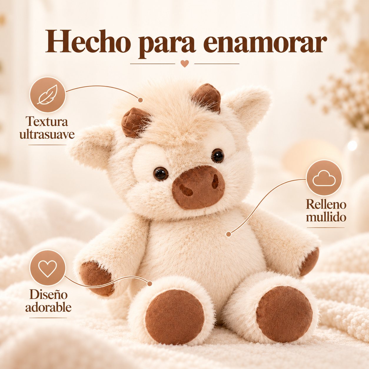 Ternerito Highland: textura ultrasuave, relleno mullido y diseño adorable